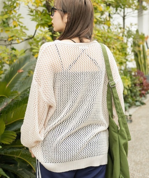 nemne store（ネンネストア）の「【低身長用サイズあり】花柄メッシュニットプルオーバー（ニット/セーター・レディース・アイボリー/ピンク/グリーン/ネイビー・SMALL/MEDIUM）」の19枚目の写真