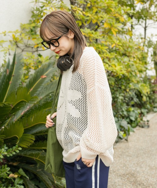 nemne store（ネンネストア）の「【低身長用サイズあり】花柄メッシュニットプルオーバー（ニット/セーター・レディース・アイボリー/ピンク/グリーン/ネイビー・SMALL/MEDIUM）」の14枚目の写真