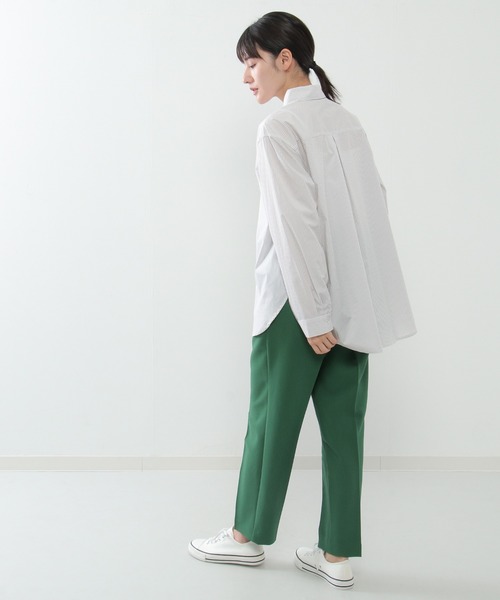 ikka(イッカ)の「【ヒルナンデス!紹介商品】【イージーケア】ストライプ長袖シャツ(シャツ/ブラウス・レディース・オレンジ/ライトグレー/ブルー・M/L)」の7枚目の写真