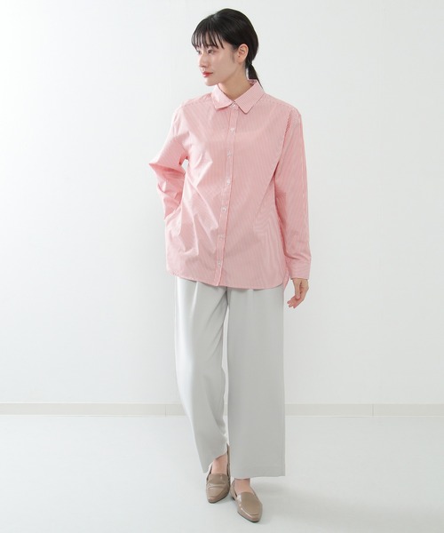 ikka(イッカ)の「【ヒルナンデス!紹介商品】【イージーケア】ストライプ長袖シャツ(シャツ/ブラウス・レディース・オレンジ/ライトグレー/ブルー・M/L)」の9枚目の写真