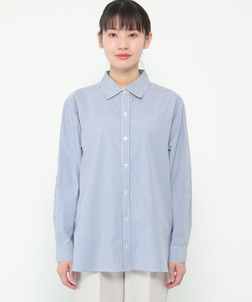 ikka(イッカ)の「【ヒルナンデス!紹介商品】【イージーケア】ストライプ長袖シャツ(シャツ/ブラウス・レディース・オレンジ/ライトグレー/ブルー・M/L)」の5枚目の写真
