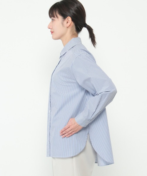 ikka(イッカ)の「【ヒルナンデス!紹介商品】【イージーケア】ストライプ長袖シャツ(シャツ/ブラウス・レディース・オレンジ/ライトグレー/ブルー・M/L)」の11枚目の写真