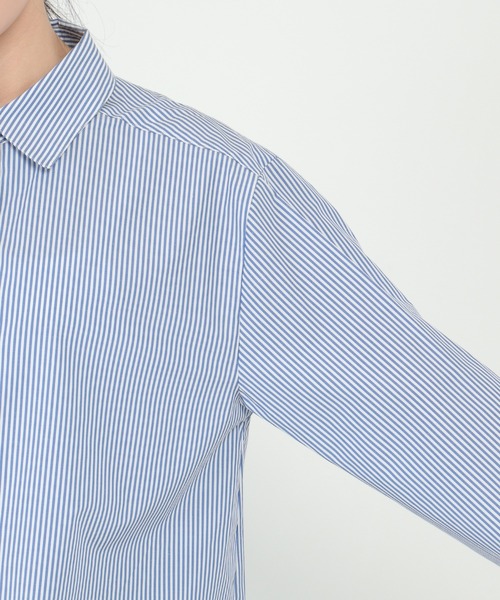 ikka(イッカ)の「【ヒルナンデス!紹介商品】【イージーケア】ストライプ長袖シャツ(シャツ/ブラウス・レディース・オレンジ/ライトグレー/ブルー・M/L)」の8枚目の写真