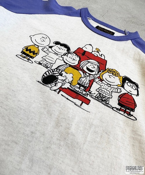 PEANUTS（ピーナッツ）の「【PEANUTS】スヌーピー/配色ラグランロンＴ(80～150cm)（Tシャツ/カットソー・キッズ・パープル/チャコール・80/90/95/100/110/120/130/140/150）」の4枚目の写真