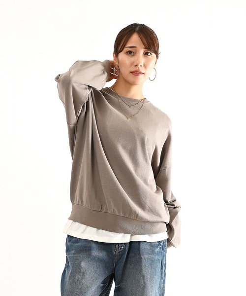 LEAD(リード)の「コットン100%シンプル スウェット トレーナー(スウェット・レディース・ミント/ライトアッシュグレー/パープル系その他/ブラック/ピンク系その他/チャコールグレー/キャメル・フリー)」の1枚目の写真