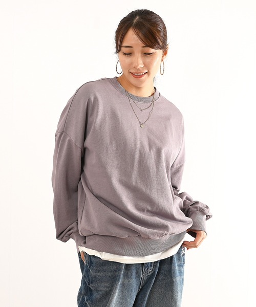 LEAD(リード)の「コットン100%シンプル スウェット トレーナー(スウェット・レディース・ミント/ライトアッシュグレー/パープル系その他/ブラック/ピンク系その他/チャコールグレー/キャメル・フリー)」の12枚目の写真