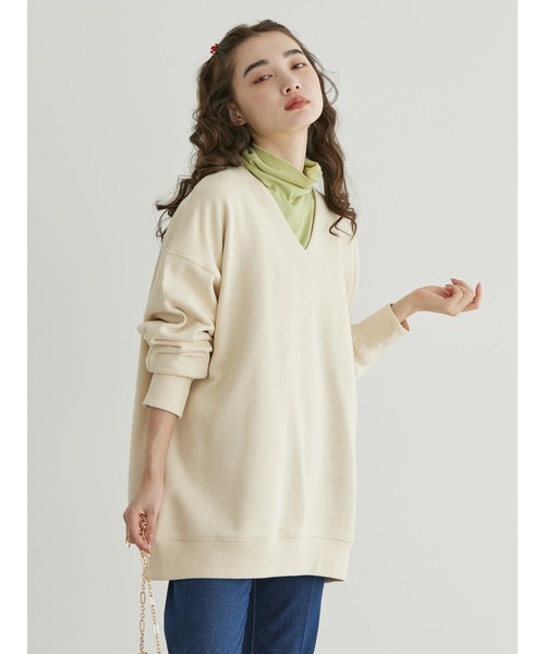Ｖネック裏毛チュニック