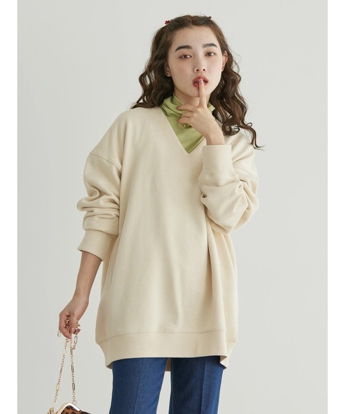 Ｖネック裏毛チュニック