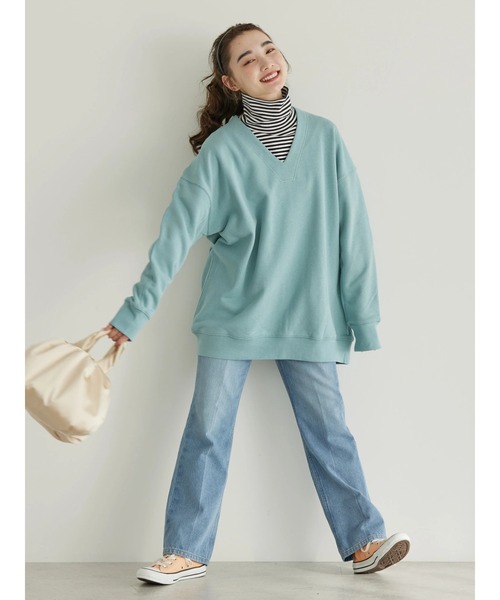 AMERICAN HOLIC(アメリカンホリック)の「Vネック裏毛チュニック(チュニック・レディース・アイボリー/サックスブルー/イエロー/オレンジ・M/L)」の19枚目の写真