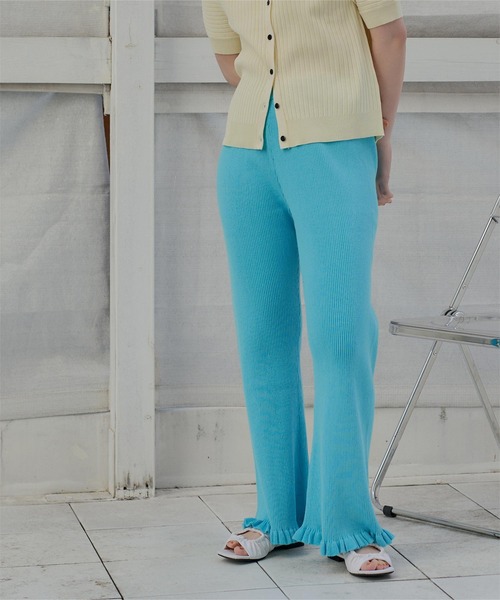 miette（ミエット）の「フリルリブフレアパンツ（その他パンツ・レディース・グリーン/ライトブルー/ブラック・FREE）」の10枚目の写真