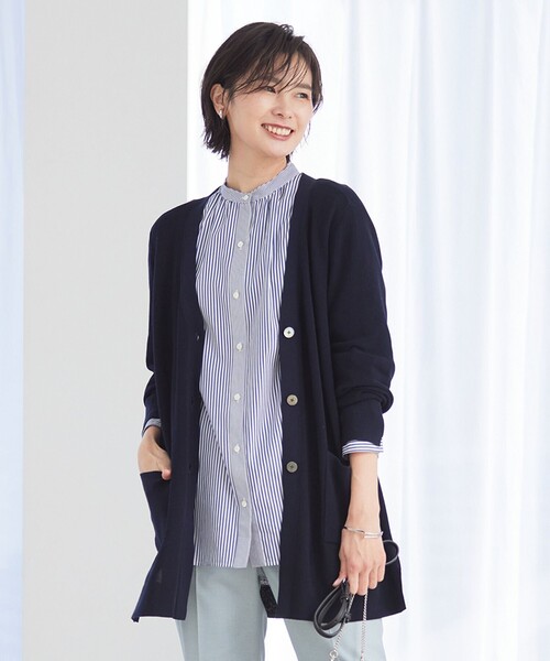 J.PRESS(ジェイプレス)の「【洗える】 コットンモダール カーディガン(カーディガン/ボレロ・レディース・ベージュ系/ネイビー系/ブラウン系・F)」の3枚目の写真