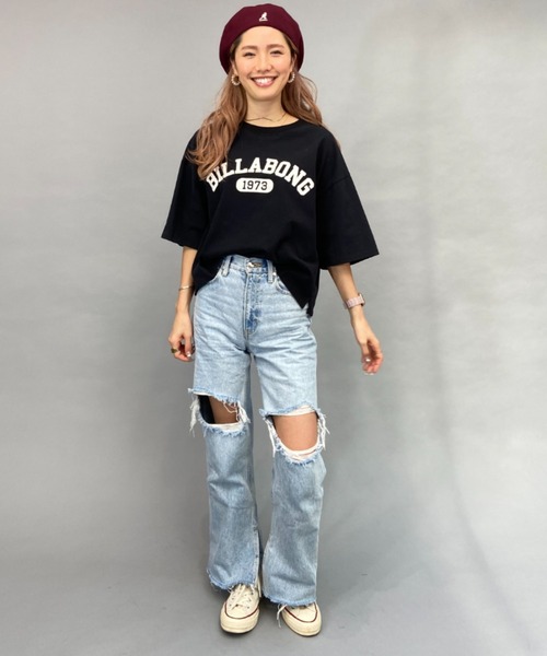 BILLABONG(ビラボン)の「BILLABONG/ビラボン ルーズシルエット/無地クロップド丈ロゴTシャツ BD013-205(Tシャツ/カットソー・レディース・イエロー/ブルー/ホワイト×ブラック/ブラック×ブラック・M/L)」の12枚目の写真