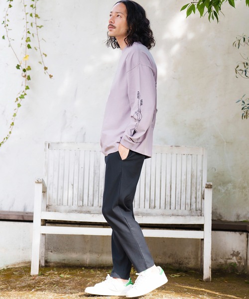 CAMBIO(カンビオ)の「mlt4212-Coat of Arms Print Long Sleeve Tee Tシャツ(Tシャツ/カットソー・メンズ・ブラック/パープル/ホワイト・L/S/M)」の9枚目の写真
