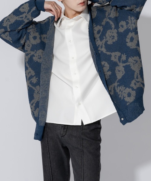 Adoon plain（アドーンプレーン）の「【Adoon plain】ルーズフラワーカーディガン（カーディガン/ボレロ・メンズ・ブルー/ブラック・MEDIUM/LARGE）」の15枚目の写真