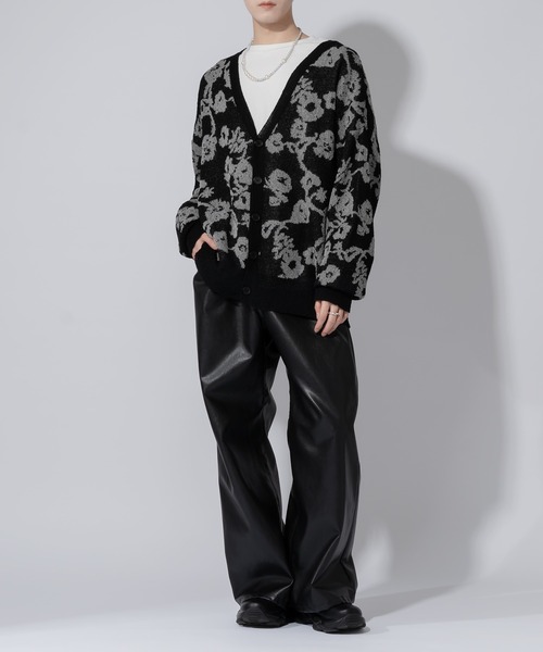 Adoon plain（アドーンプレーン）の「【Adoon plain】ルーズフラワーカーディガン（カーディガン/ボレロ・メンズ・ブルー/ブラック・MEDIUM/LARGE）」の7枚目の写真