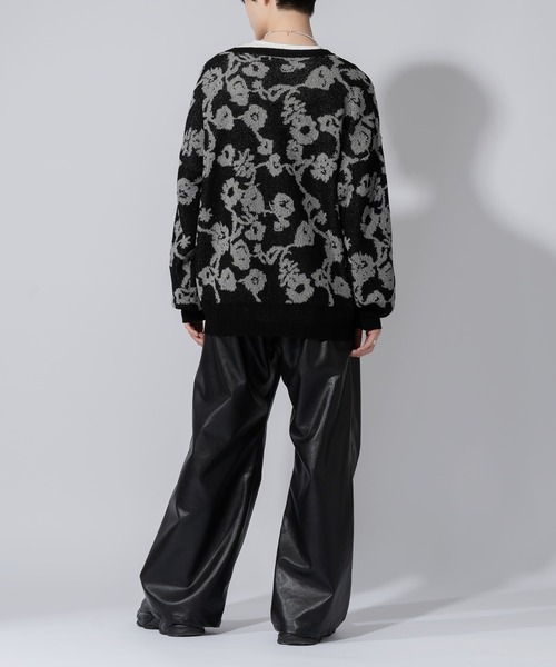 Adoon plain（アドーンプレーン）の「【Adoon plain】ルーズフラワーカーディガン（カーディガン/ボレロ・メンズ・ブルー/ブラック・MEDIUM/LARGE）」の11枚目の写真