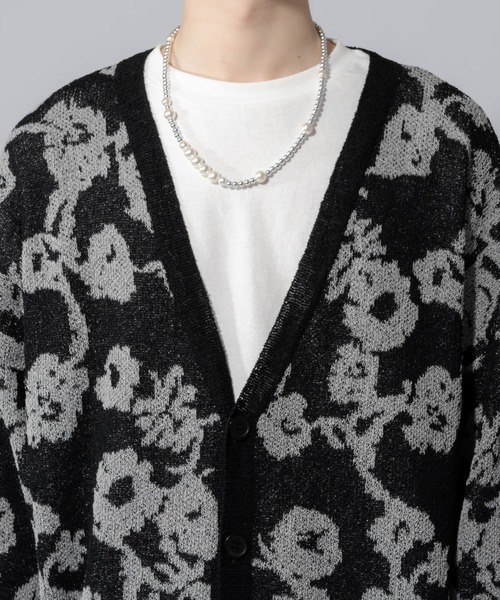 Adoon plain（アドーンプレーン）の「【Adoon plain】ルーズフラワーカーディガン（カーディガン/ボレロ・メンズ・ブルー/ブラック・MEDIUM/LARGE）」の22枚目の写真