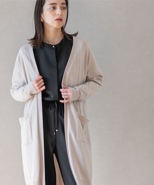 OPAQUE.CLIP(オペークドットクリップ)の「◆ベーシックロングカーディガン【UVケア/洗える】(カーディガン/ボレロ・レディース・オフホワイト/ブラック/ライトベージュ・38/40/42)」の3枚目の写真