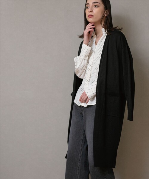 OPAQUE.CLIP(オペークドットクリップ)の「◆ベーシックロングカーディガン【UVケア/洗える】(カーディガン/ボレロ・レディース・オフホワイト/ブラック/ライトベージュ・38/40/42)」の8枚目の写真