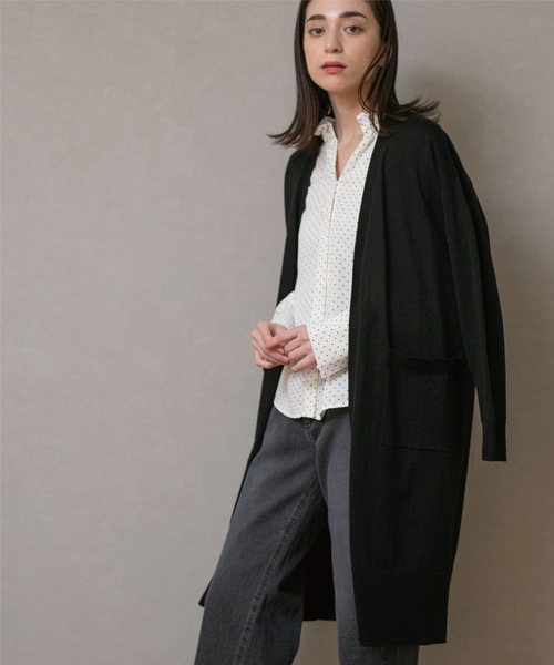 OPAQUE.CLIP(オペークドットクリップ)の「◆ベーシックロングカーディガン【UVケア/洗える】(カーディガン/ボレロ・レディース・オフホワイト/ブラック/ライトベージュ・38/40/42)」の1枚目の写真