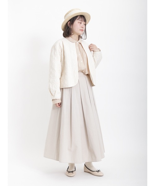 Samansa Mos2（サマンサ モスモス）の「丸襟ギャザーシャツ（シャツ/ブラウス・レディース・チャコール/オフホワイト/ベージュ/ブラック・ﾌﾘ-）」の6枚目の写真