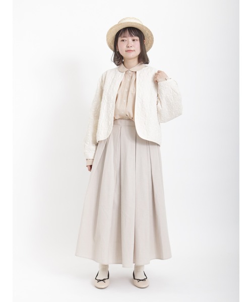 Samansa Mos2（サマンサ モスモス）の「丸襟ギャザーシャツ（シャツ/ブラウス・レディース・チャコール/オフホワイト/ベージュ/ブラック・ﾌﾘ-）」の7枚目の写真