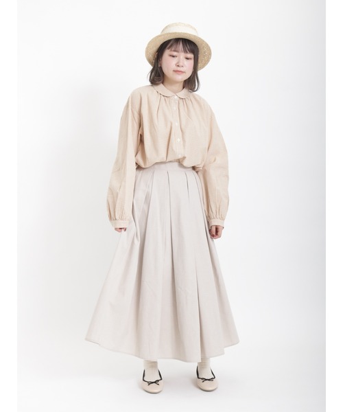 Samansa Mos2（サマンサ モスモス）の「丸襟ギャザーシャツ（シャツ/ブラウス・レディース・チャコール/オフホワイト/ベージュ/ブラック・ﾌﾘ-）」の8枚目の写真