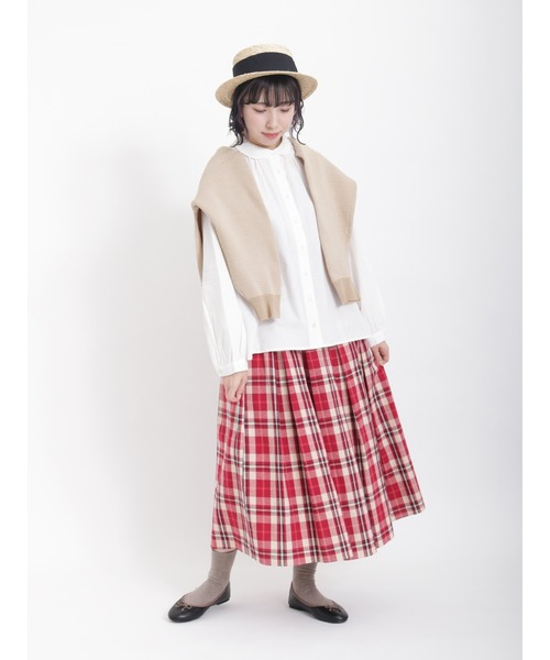 Samansa Mos2（サマンサ モスモス）の「丸襟ギャザーシャツ（シャツ/ブラウス・レディース・チャコール/オフホワイト/ベージュ/ブラック・ﾌﾘ-）」の18枚目の写真