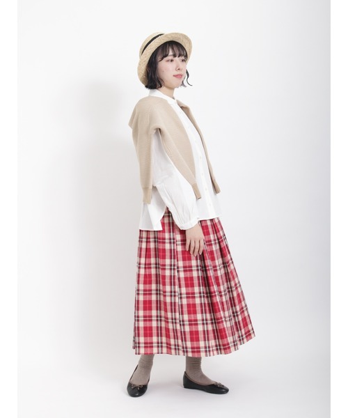 Samansa Mos2（サマンサ モスモス）の「丸襟ギャザーシャツ（シャツ/ブラウス・レディース・チャコール/オフホワイト/ベージュ/ブラック・ﾌﾘ-）」の19枚目の写真