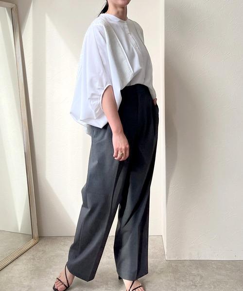 LHELBIE(レルビエ)の「ジャカード切替ドルマンシャツ(シャツ/ブラウス・レディース・ブラック/オフホワイト・M)」の4枚目の写真
