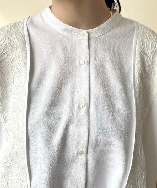 LHELBIE(レルビエ)の「ジャカード切替ドルマンシャツ(シャツ/ブラウス・レディース・ブラック/オフホワイト・M)」の10枚目の写真
