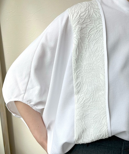 LHELBIE(レルビエ)の「ジャカード切替ドルマンシャツ(シャツ/ブラウス・レディース・ブラック/オフホワイト・M)」の11枚目の写真