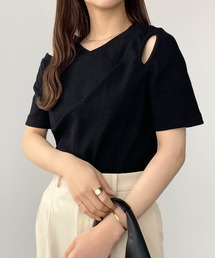 callautia | 肩あき変形リブトップス(Tシャツ/カットソー)