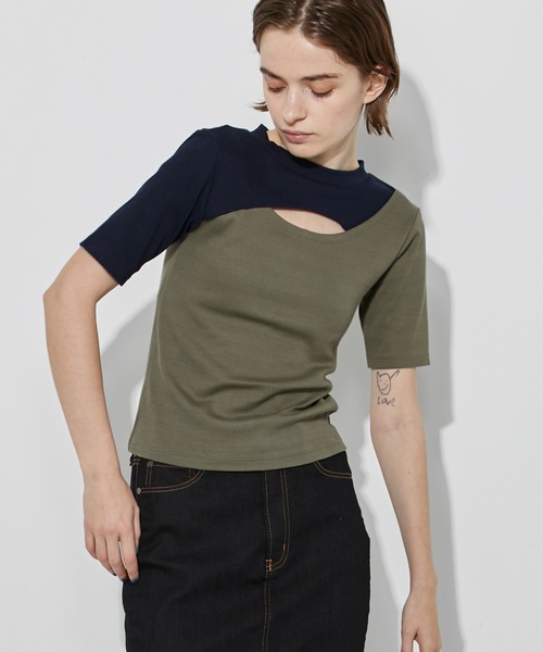 CITY TOKYO（シティトウキョウ）の「レイヤードライクカットトップス（Tシャツ/カットソー・レディース・オフホワイト/カーキ/ブラック・FREE）」の3枚目の写真