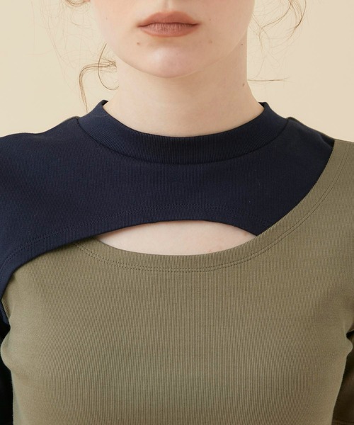 CITY TOKYO（シティトウキョウ）の「レイヤードライクカットトップス（Tシャツ/カットソー・レディース・オフホワイト/カーキ/ブラック・FREE）」の14枚目の写真