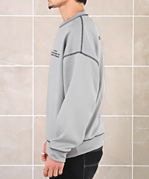 LUXSTYLE(ラグスタイル)の「テックダンボールニット配色ステッチトレーナー(Tシャツ/カットソー・メンズ・ブラック/ネイビー/グレー・M/L)」の18枚目の写真