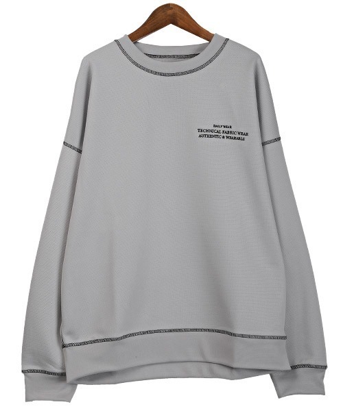 LUXSTYLE(ラグスタイル)の「テックダンボールニット配色ステッチトレーナー(Tシャツ/カットソー・メンズ・ブラック/ネイビー/グレー・M/L)」の16枚目の写真