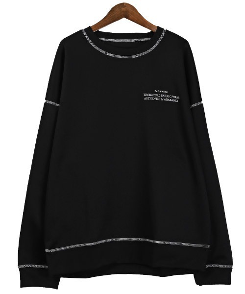 LUXSTYLE(ラグスタイル)の「テックダンボールニット配色ステッチトレーナー(Tシャツ/カットソー・メンズ・ブラック/ネイビー/グレー・M/L)」の11枚目の写真