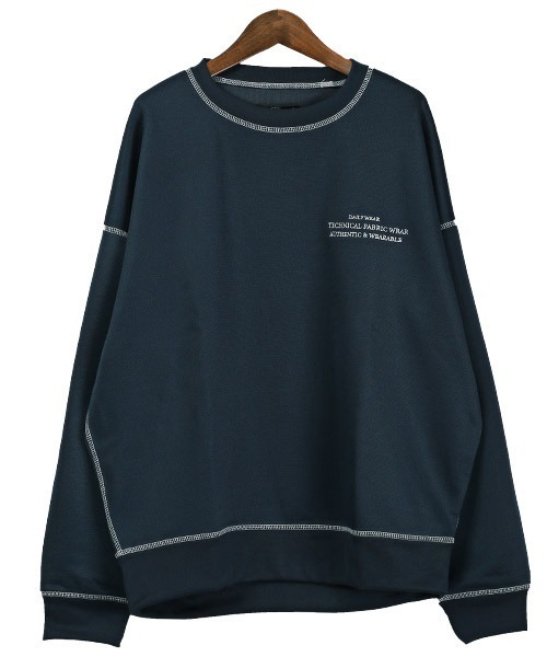 LUXSTYLE(ラグスタイル)の「テックダンボールニット配色ステッチトレーナー(Tシャツ/カットソー・メンズ・ブラック/ネイビー/グレー・M/L)」の21枚目の写真