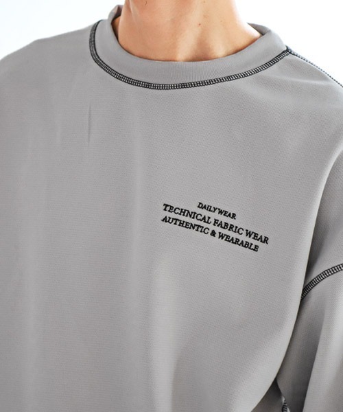 LUXSTYLE(ラグスタイル)の「テックダンボールニット配色ステッチトレーナー(Tシャツ/カットソー・メンズ・ブラック/ネイビー/グレー・M/L)」の14枚目の写真