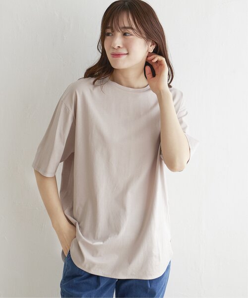 LBC（エルビーシー）の「シルケット裾ラウンドTシャツ（Tシャツ/カットソー・レディース・ベージュ/ブラック/ホワイト・M/L）」の19枚目の写真