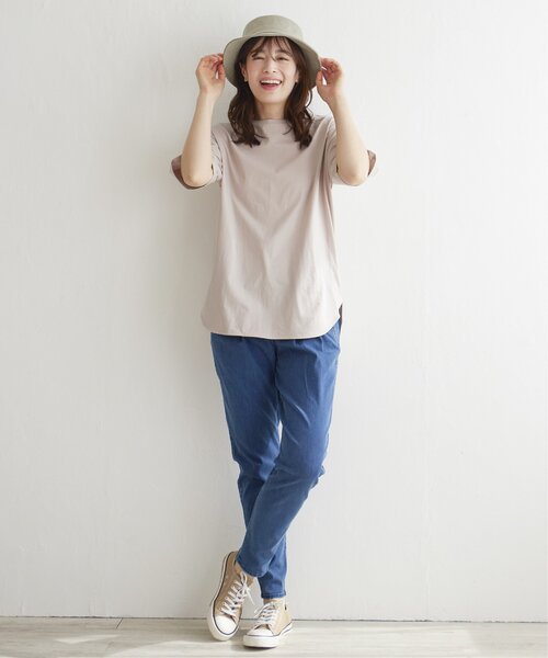 LBC（エルビーシー）の「シルケット裾ラウンドTシャツ（Tシャツ/カットソー・レディース・ベージュ/ブラック/ホワイト・M/L）」の20枚目の写真