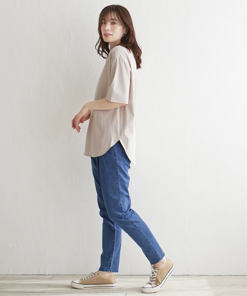 LBC（エルビーシー）の「シルケット裾ラウンドTシャツ（Tシャツ/カットソー・レディース・ベージュ/ブラック/ホワイト・M/L）」の21枚目の写真