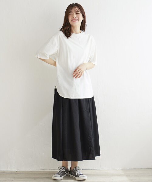 LBC（エルビーシー）の「シルケット裾ラウンドTシャツ（Tシャツ/カットソー・レディース・ベージュ/ブラック/ホワイト・M/L）」の22枚目の写真