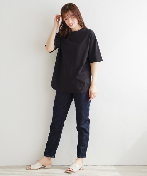 LBC（エルビーシー）の「シルケット裾ラウンドTシャツ（Tシャツ/カットソー・レディース・ベージュ/ブラック/ホワイト・M/L）」の12枚目の写真