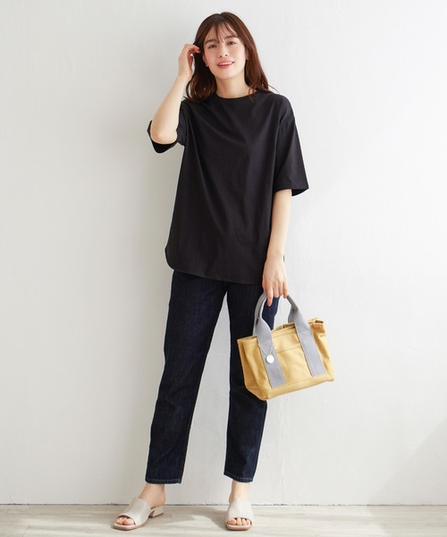 LBC（エルビーシー）の「シルケット裾ラウンドTシャツ（Tシャツ/カットソー・レディース・ベージュ/ブラック/ホワイト・M/L）」の8枚目の写真