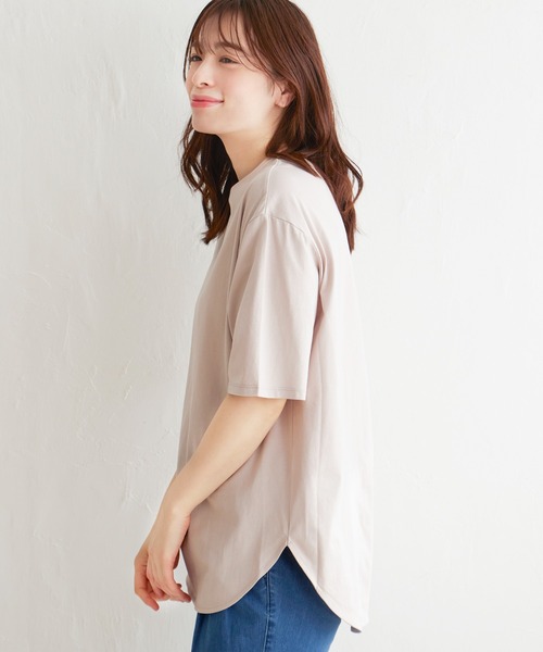 LBC（エルビーシー）の「シルケット裾ラウンドTシャツ（Tシャツ/カットソー・レディース・ベージュ/ブラック/ホワイト・M/L）」の16枚目の写真