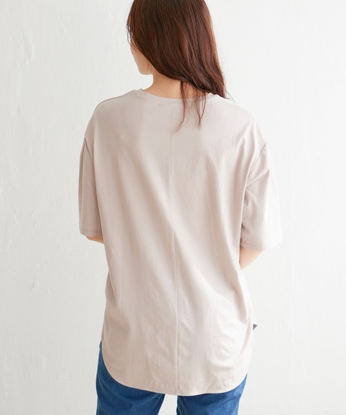 LBC（エルビーシー）の「シルケット裾ラウンドTシャツ（Tシャツ/カットソー・レディース・ベージュ/ブラック/ホワイト・M/L）」の7枚目の写真