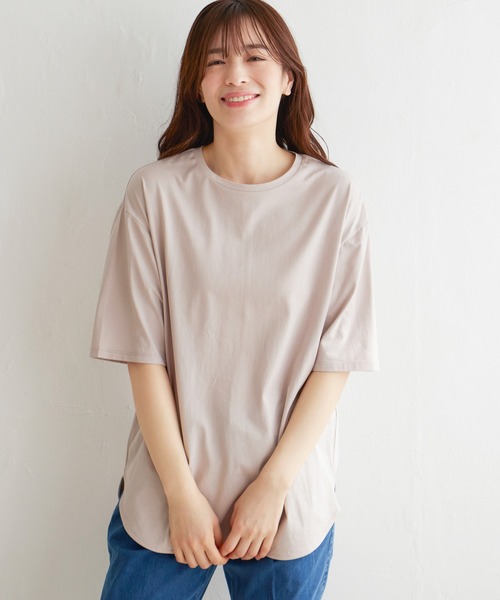 LBC（エルビーシー）の「シルケット裾ラウンドTシャツ（Tシャツ/カットソー・レディース・ベージュ/ブラック/ホワイト・M/L）」の15枚目の写真