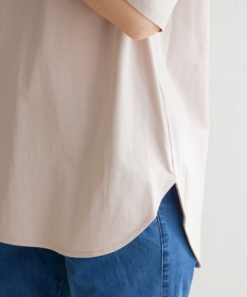 LBC（エルビーシー）の「シルケット裾ラウンドTシャツ（Tシャツ/カットソー・レディース・ベージュ/ブラック/ホワイト・M/L）」の9枚目の写真